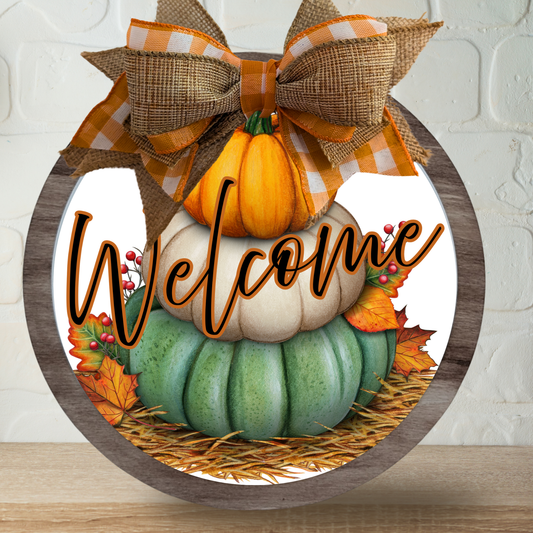 Fall, Welcome Stacked Pumpkins Home Decor sign