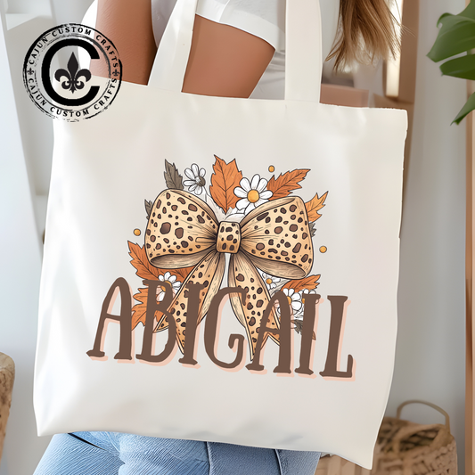Personalized, Trick or Treat Canvas Bag,Fall, Coquette Bow, dainty