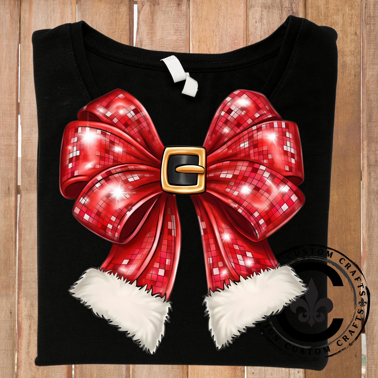 Santa belt, red glitter, coquette, buckle, bow