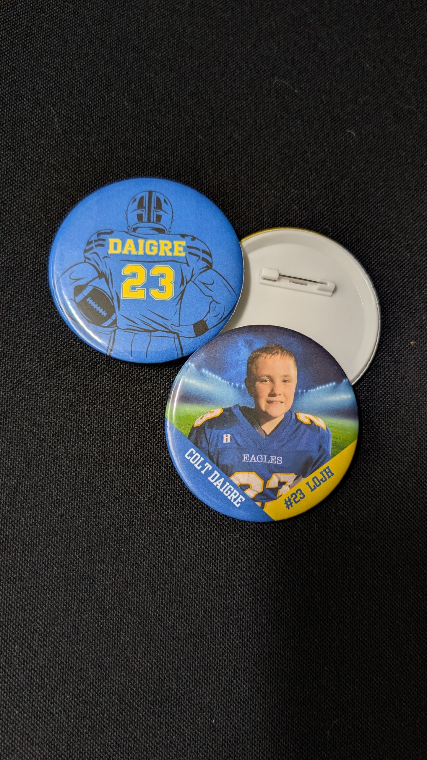 Personalized Football, baseball, basketball, band, cheer, etc Player 3" Button Pin