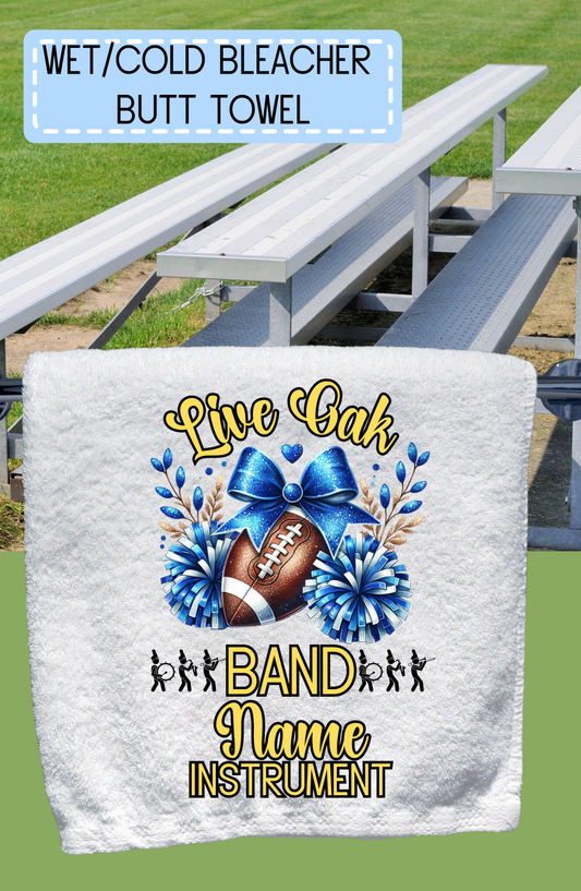 Personalized, Bleacher/Sweat Towels for your face or those  Hot, Wet, Cold Bleachers, Live Oak, Band, Band Mom, Band Dad