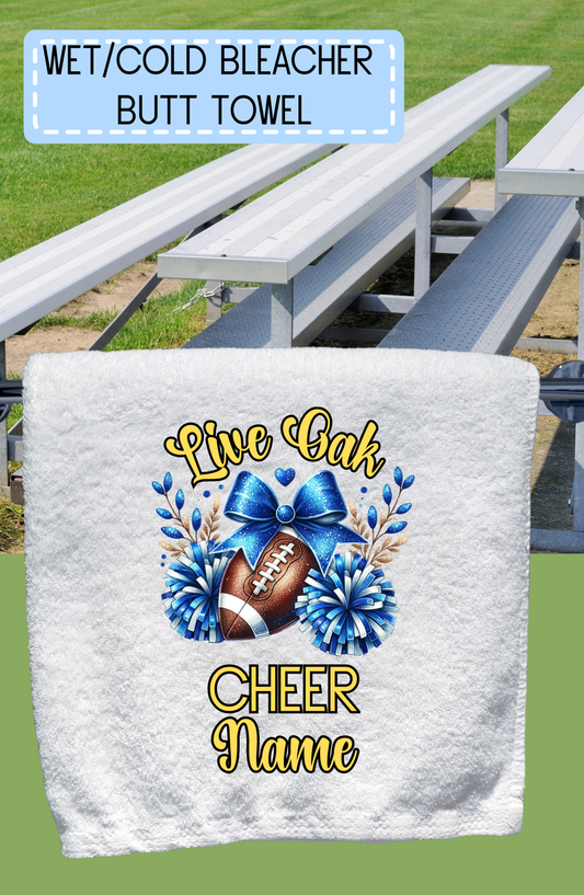 Personalized, Bleacher/Sweat Towels for your face or those  Hot, Wet, Cold Bleachers, Live Oak, Cheer, Cheerleader