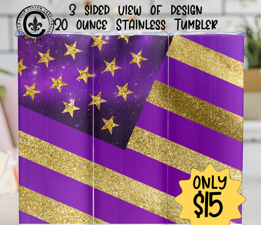 Purple and Gold, Tiger 20 ounce Tumbler