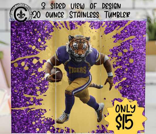Purple and Gold, Tiger 20 ounce Tumbler