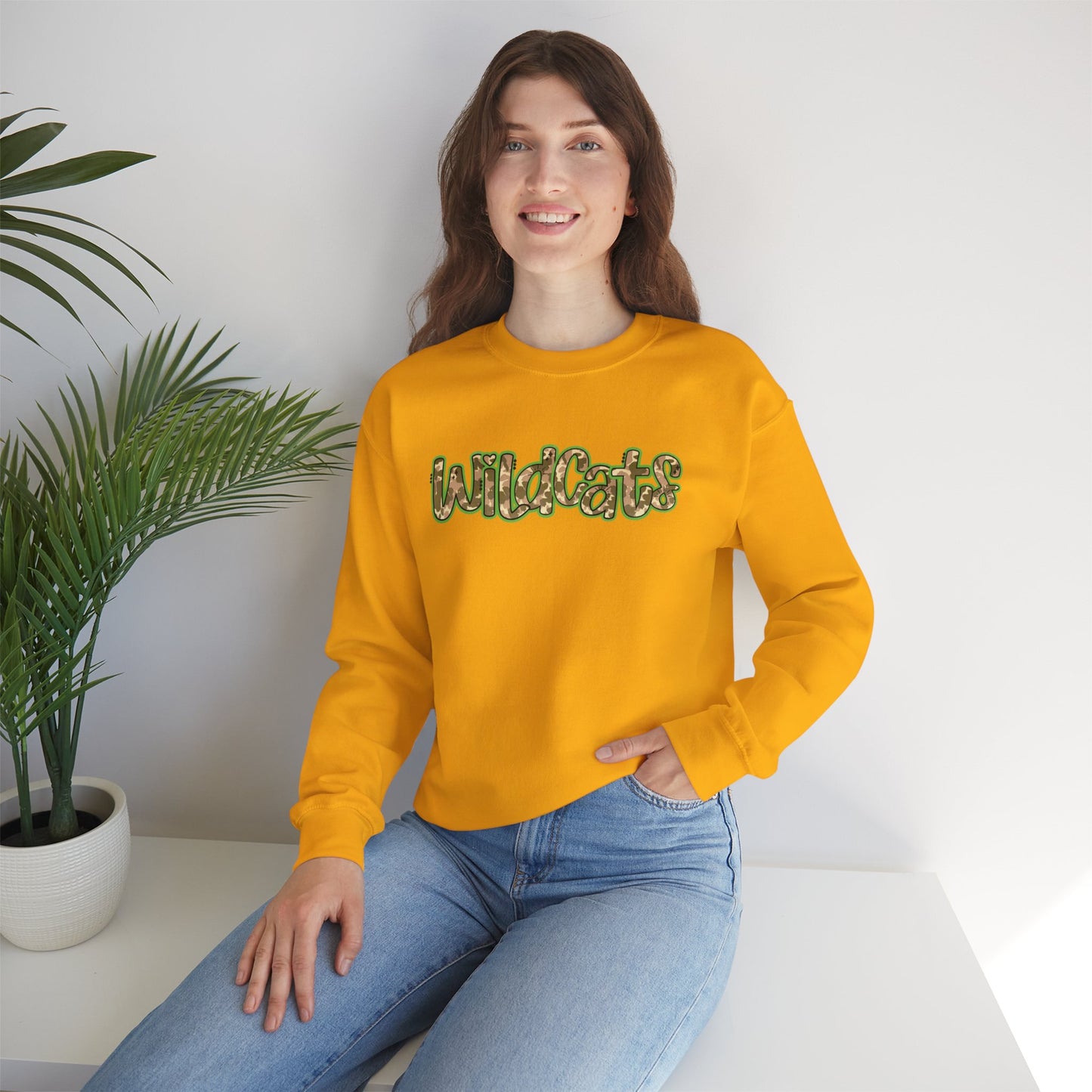 Wildcats Camo Crewneck Sweatshirt, Cozy Unisex Sweatshirt, Perfect Gift for Birthdays, Casual Wear, Wildcat Theme Apparel, Walker, La WHS, WJH