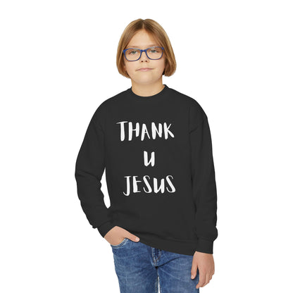 Youth Crewneck Sweatshirt - Thank U Jesus, Faithful Crewneck, Christian Youth Apparel, Inspirational Gift, Bible Verse Sweatshirt