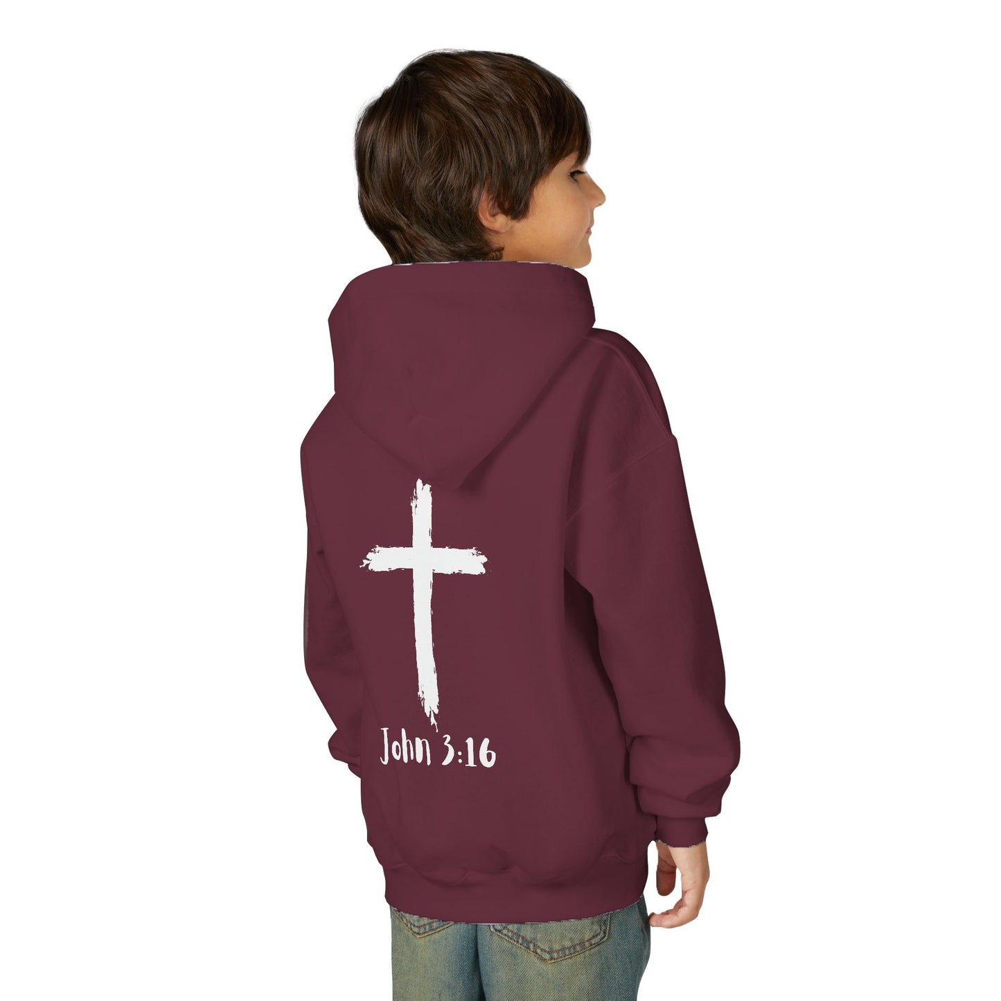 Thank you Jesus, John 3:16 Youth Heavy Blend Hooded Sweatshirt, Thank U Jesus Faith Hoodie, Christian Youth Apparel, Religious Gift for Teens, John 3:16 Inspired