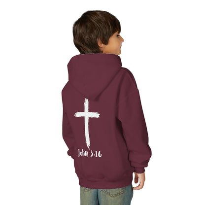 Thank you Jesus, John 3:16 Youth Heavy Blend Hooded Sweatshirt, Thank U Jesus Faith Hoodie, Christian Youth Apparel, Religious Gift for Teens, John 3:16 Inspired