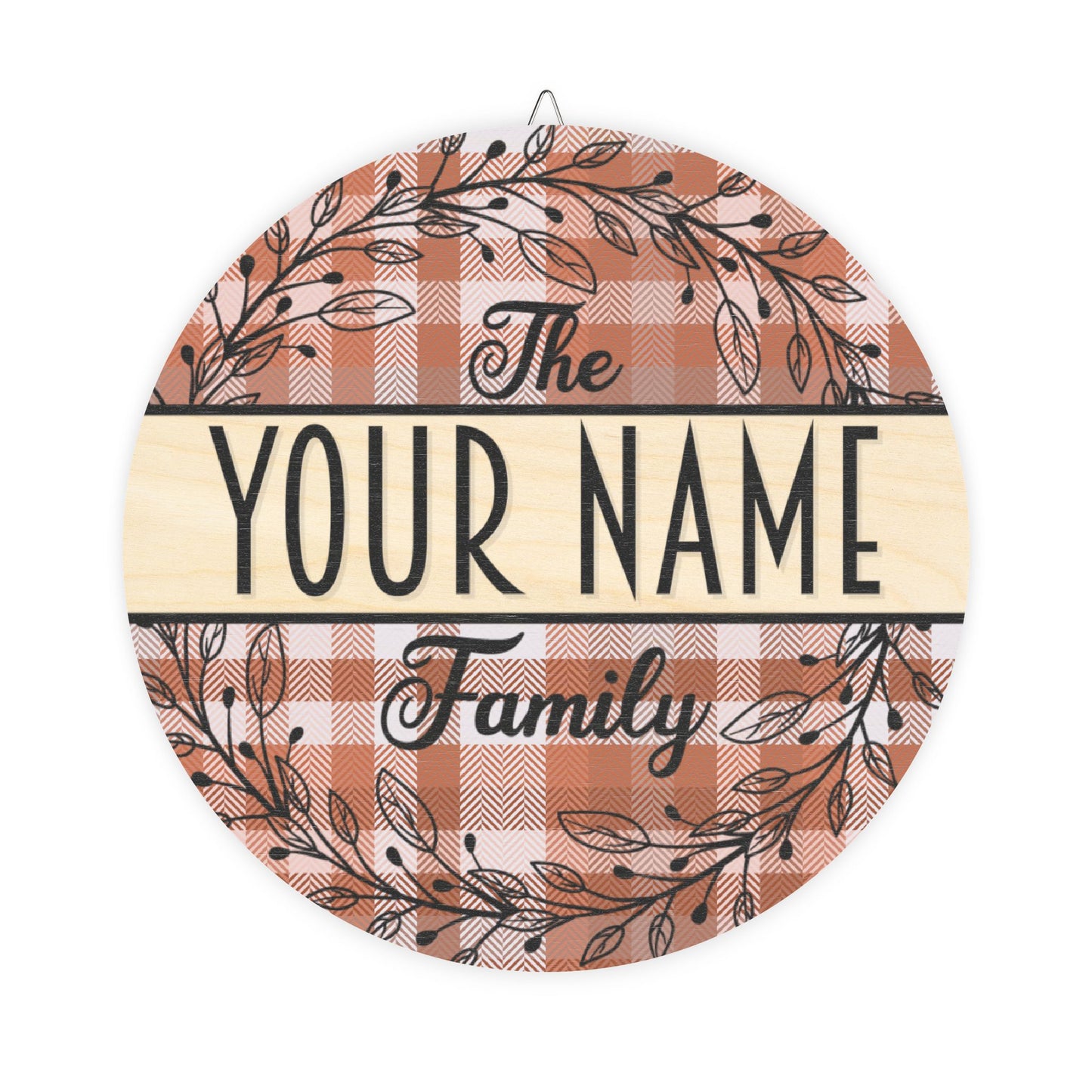 Personalized, Family Name, Fall, Plaid,Thanksgiving Door, Decor, Sign, Wreath, Wooden Door Hanger