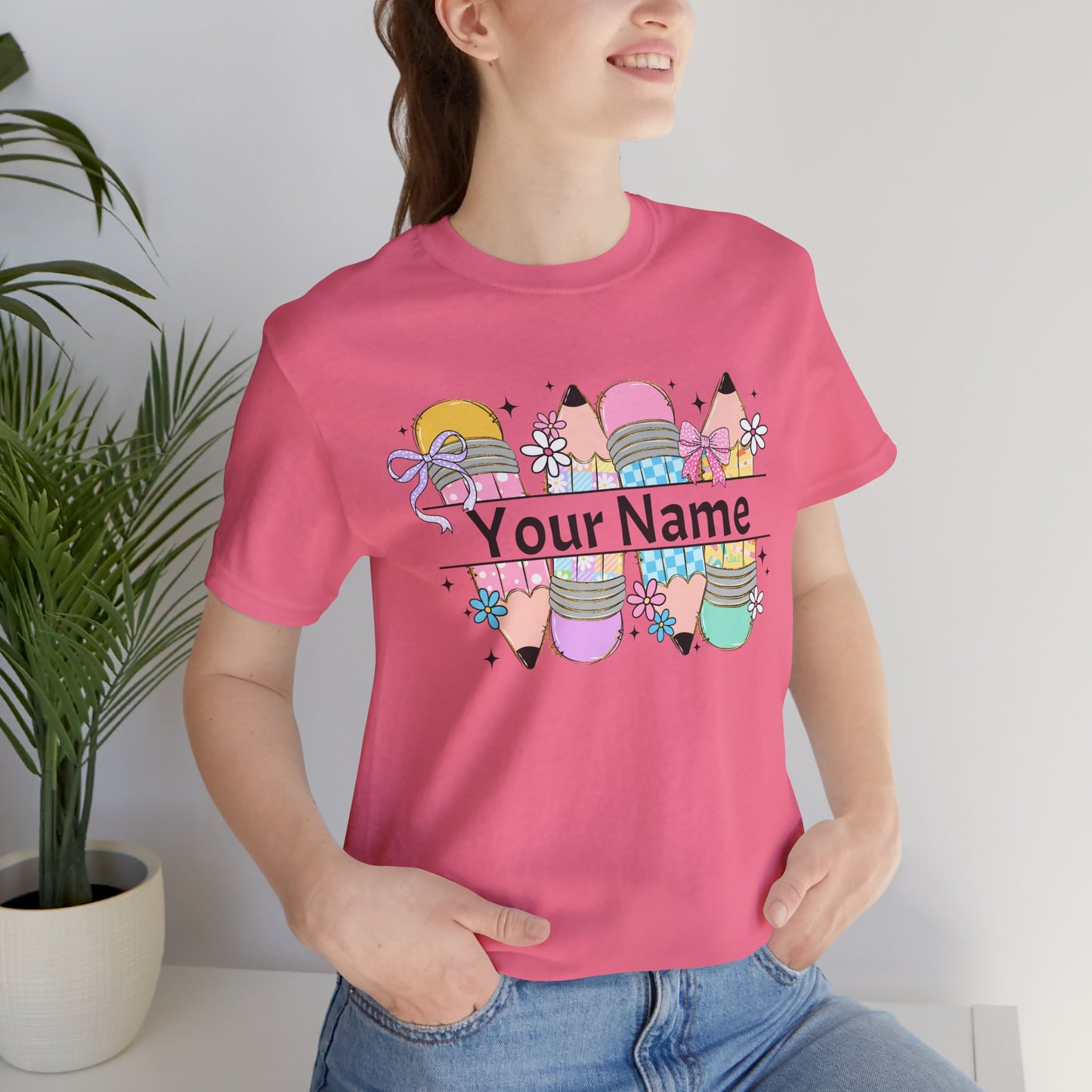 Personalized Back to School Pencil with your name design, on a bella canvas shirt