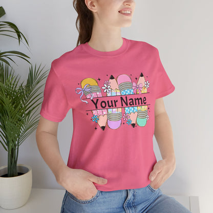 Personalized Back to School Pencil with your name design, on a bella canvas shirt