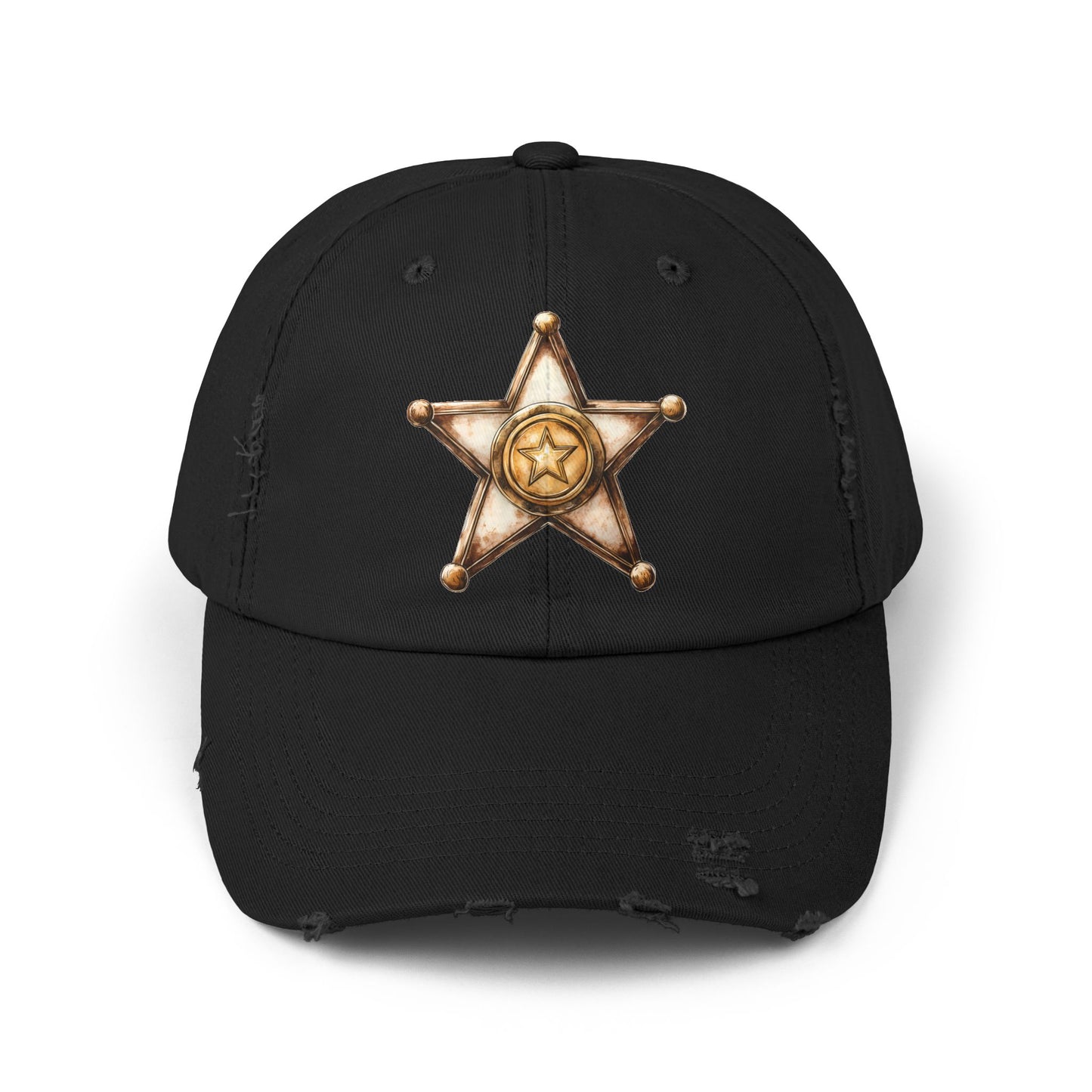 Unisex Distressed Sheriff Cap, Adjustable Hat, Casual Headwear for Outdoor Adventures, Gifts for Police Fans, Unique Fashion Accessory