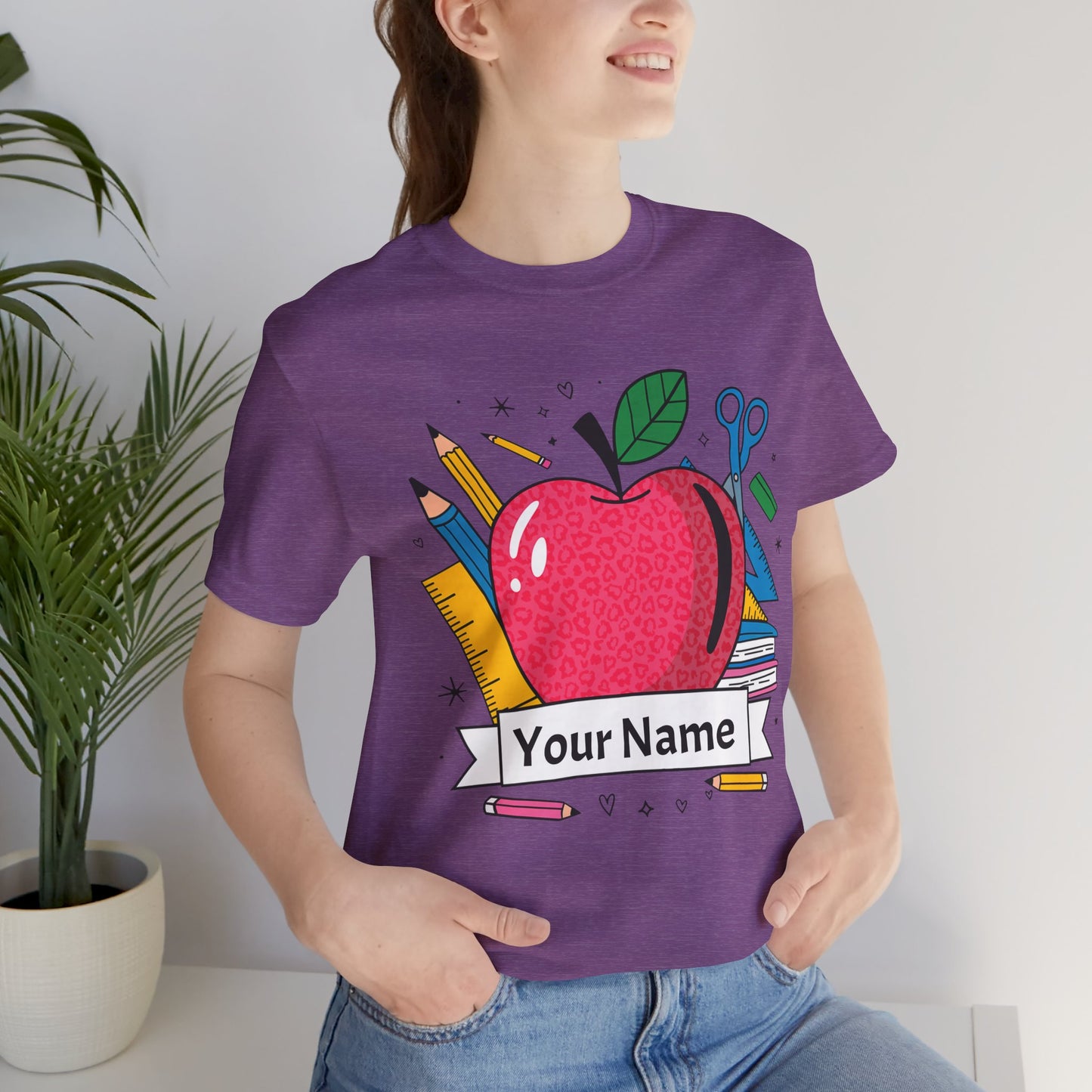 Personalized Teacher T-Shirt, Custom Apple Tee, Back to School Gift,