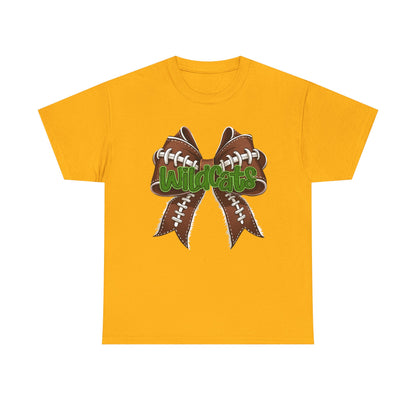 Wildcats Football Bow Unisex Heavy Cotton Tee | Sportswear, Team Spirit, Casual Wear, Gifts for Fans, Game Day Outfit