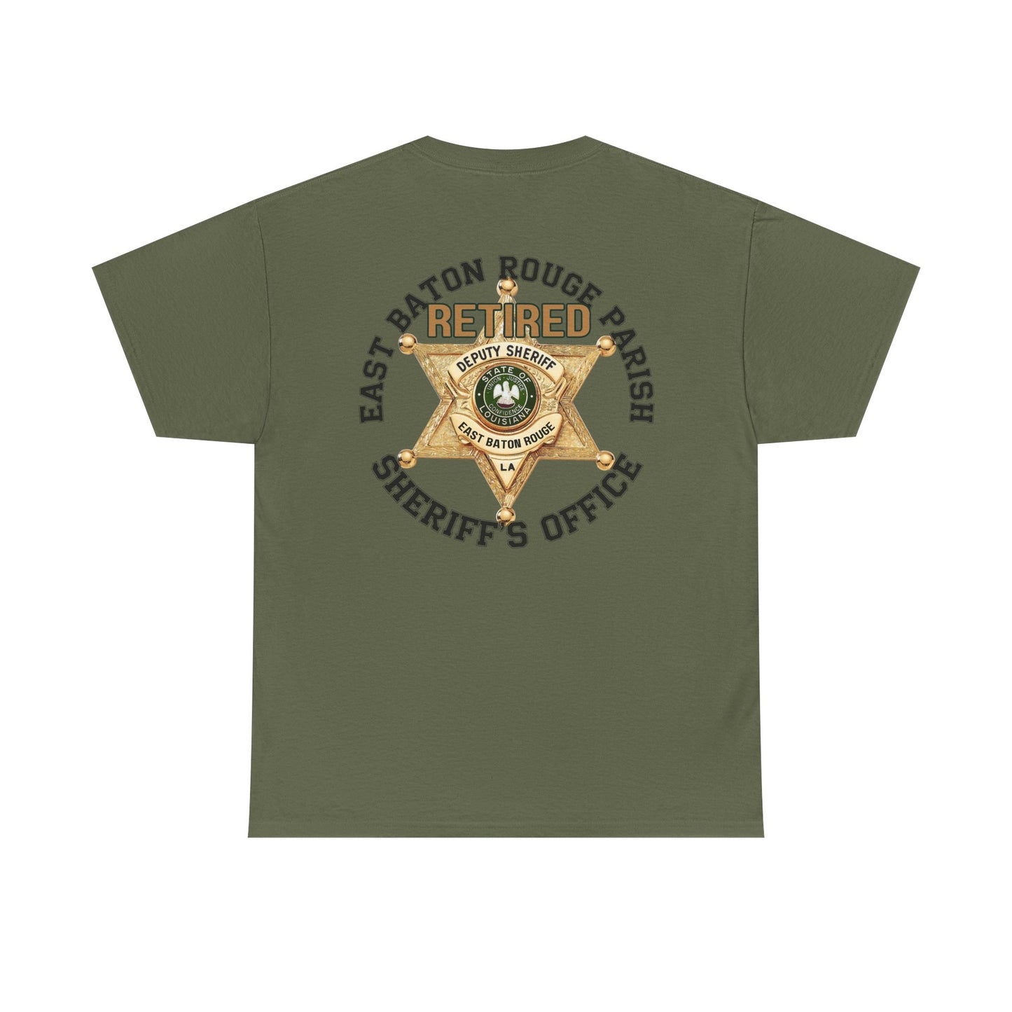 Pocket Front, Design on Back EBRSO Badge Retired Sheriff Heavy Cotton Tee, Unisex Tee, Law Enforcement Gift, Retirement Celebration T-shirt