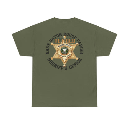 Pocket Front, Design on Back EBRSO Badge Retired Sheriff Heavy Cotton Tee, Unisex Tee, Law Enforcement Gift, Retirement Celebration T-shirt