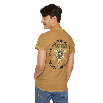 Pocket Front, Design on Back EBRSO Badge Retired Sheriff Heavy Cotton Tee, Unisex Tee, Law Enforcement Gift, Retirement Celebration T-shirt