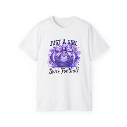 LSU Gold Day, Just a Girl Who Loves Football Tee, Cute Football T-Shirt, Gift for Sports Lovers, Unique Football Apparel, Casual Everyday Wear