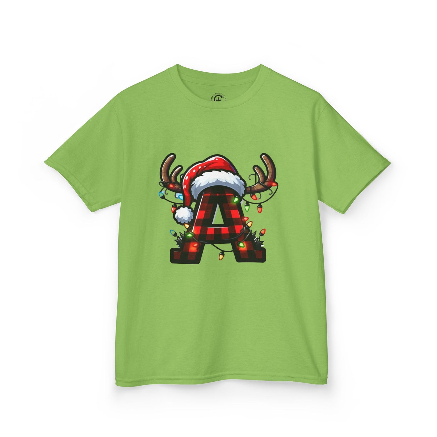 Letter A, Christmas Themed Kids Tee, Holiday Gift for Children, Personalized Holiday Shirt, Kids Holiday Outfit, Family Matching