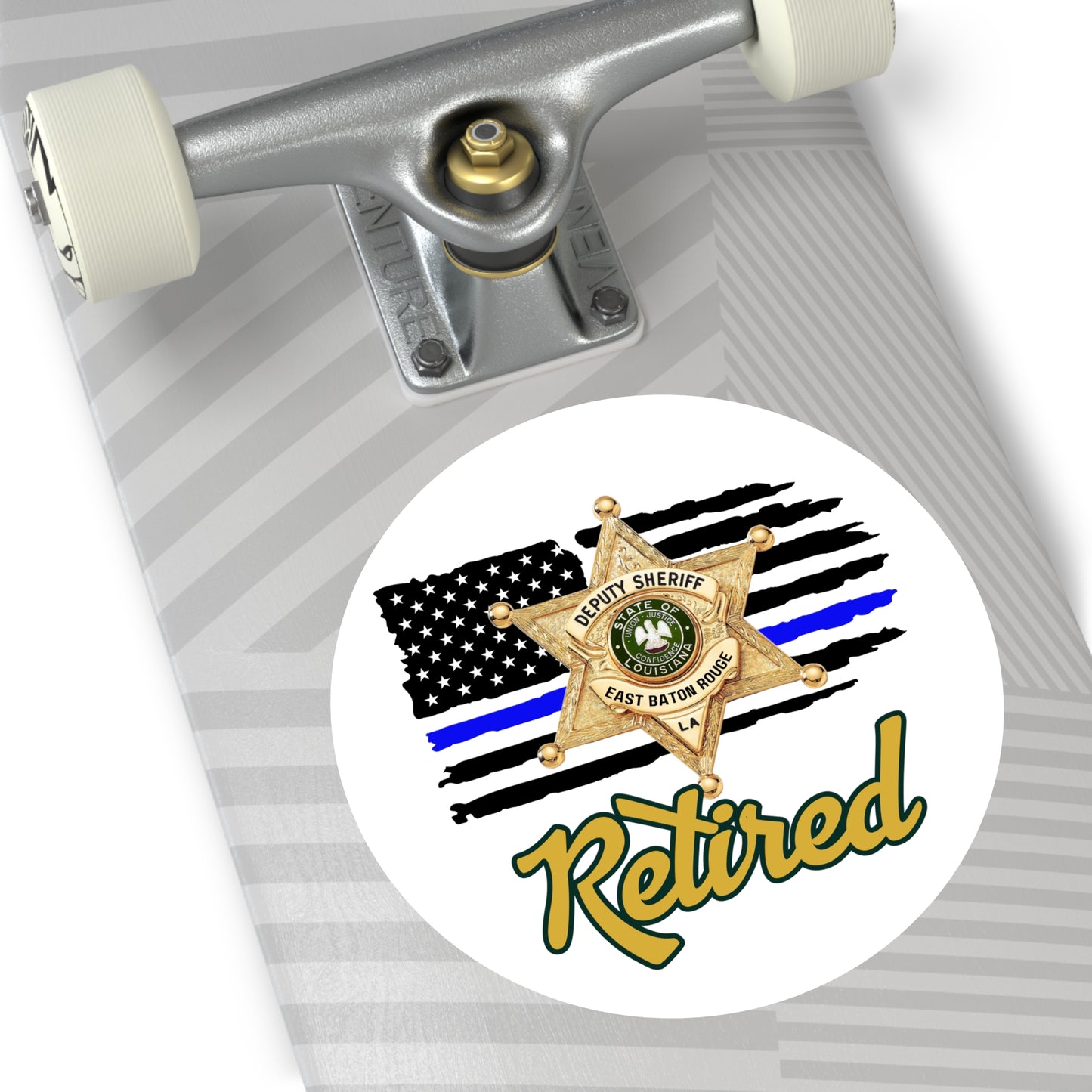 Retired Deputy Sheriff Vinyl Stickers, Police Retirement Gift, Law Enforcement Decor, Patriotic Stickers, First Responder Badge