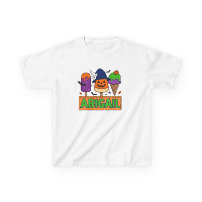 Personalized Kids Halloween Tee, Spooky T-Shirt, Custom Name Shirt, Fun Fall Apparel, Kids Costume Top, Halloween Gift Idea, Trick or Treat Wear