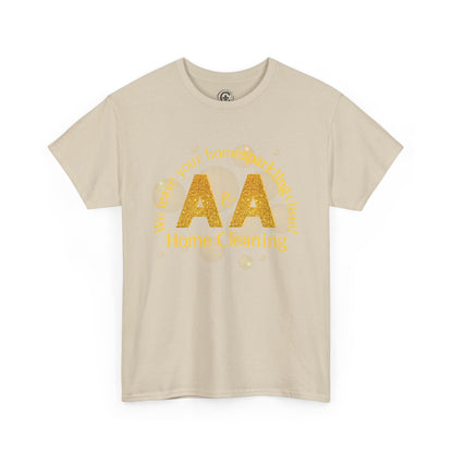 A&A Cleaning Services, Logo, Gold on Purple Crew Neck unisex tshirt, Gildan