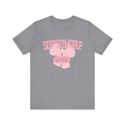 Sophomore Class of 2028 Bow Graphic Bella Canvas Tee, Cute College Shirt, Unisex Short Sleeve Top, Gift for Students, High School Graduation Apparel