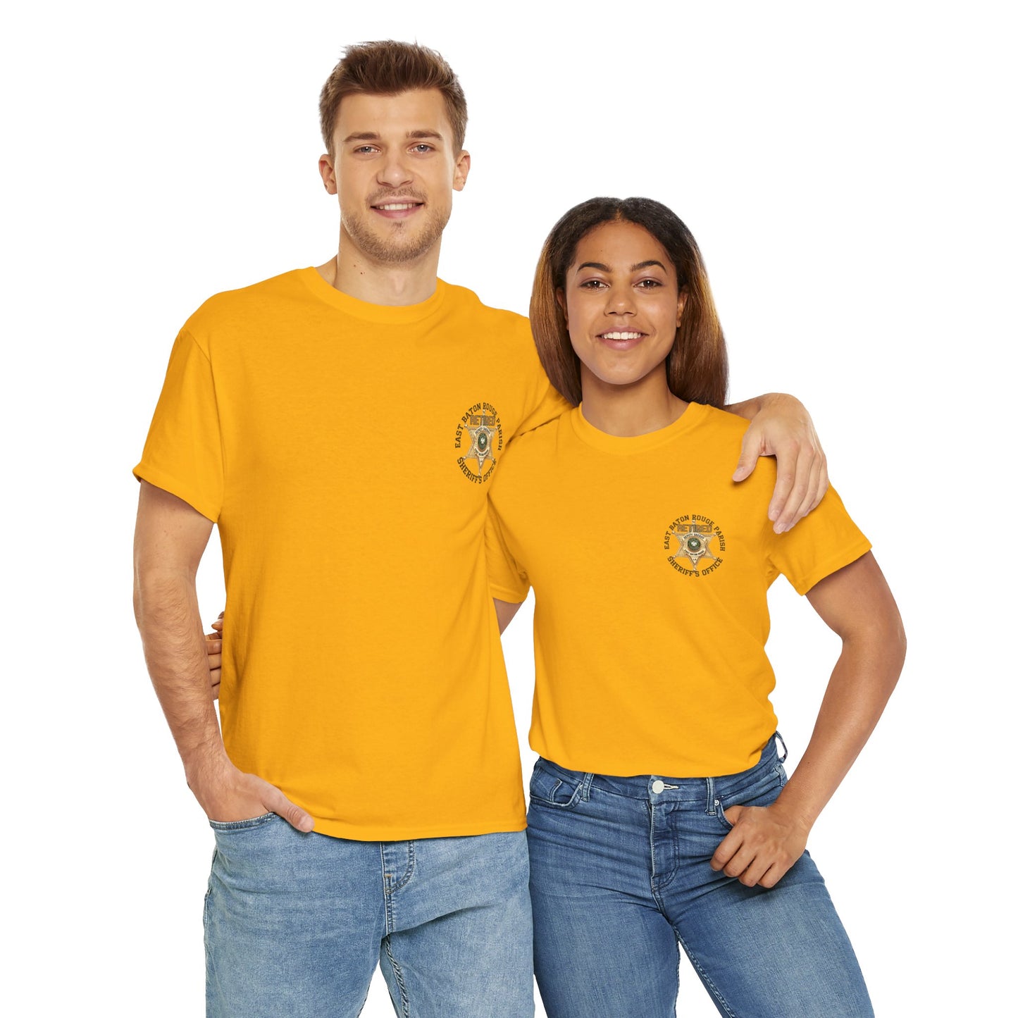 Pocket Front, Design on Back EBRSO Badge Retired Sheriff Heavy Cotton Tee, Unisex Tee, Law Enforcement Gift, Retirement Celebration T-shirt