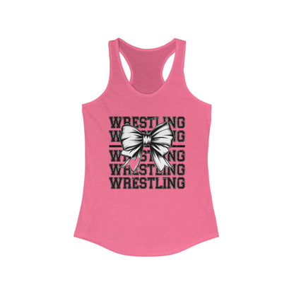 Wrestling Stacked with a bow, Women's Racerback Tank Top, Perfect for Game Day, Sports Events, Tailgating, and Everyday Wear