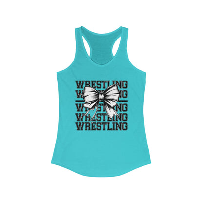 Wrestling Stacked with a bow, Women's Racerback Tank Top, Perfect for Game Day, Sports Events, Tailgating, and Everyday Wear