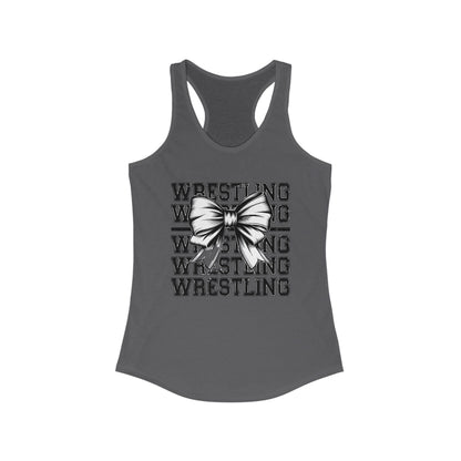 Wrestling Stacked with a bow, Women's Racerback Tank Top, Perfect for Game Day, Sports Events, Tailgating, and Everyday Wear