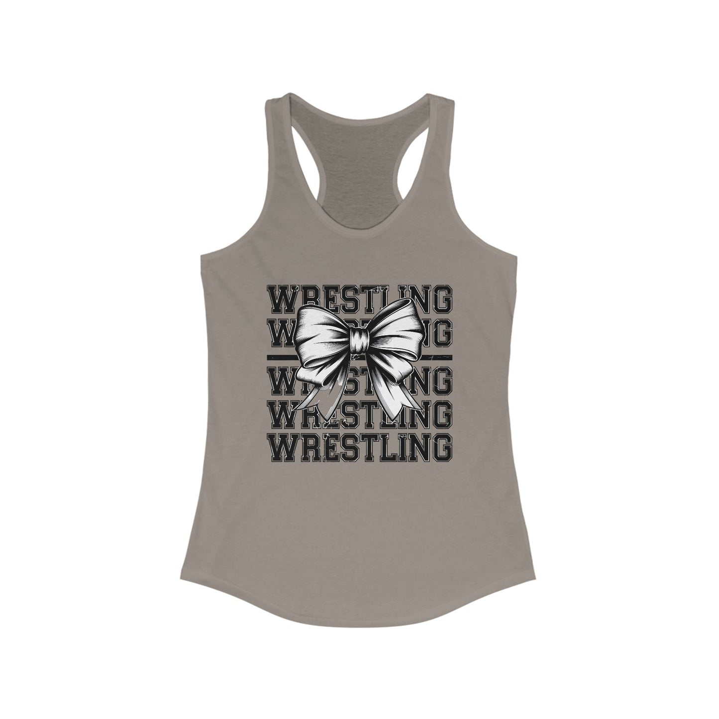Wrestling Stacked with a bow, Women's Racerback Tank Top, Perfect for Game Day, Sports Events, Tailgating, and Everyday Wear
