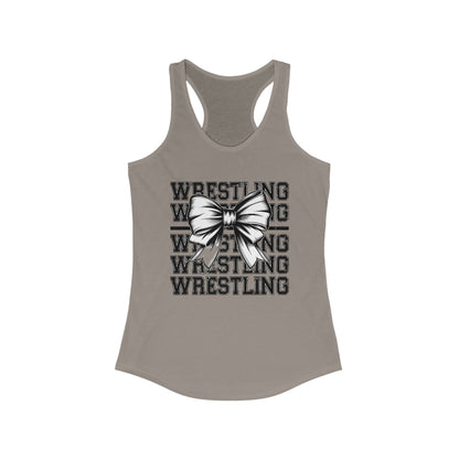 Wrestling Stacked with a bow, Women's Racerback Tank Top, Perfect for Game Day, Sports Events, Tailgating, and Everyday Wear