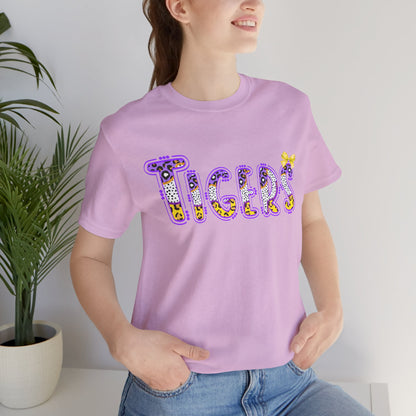 Tigers Graphic Tee, Cute Font, Purple and Gold, LSU, Tigers, Football, Baseball, Team