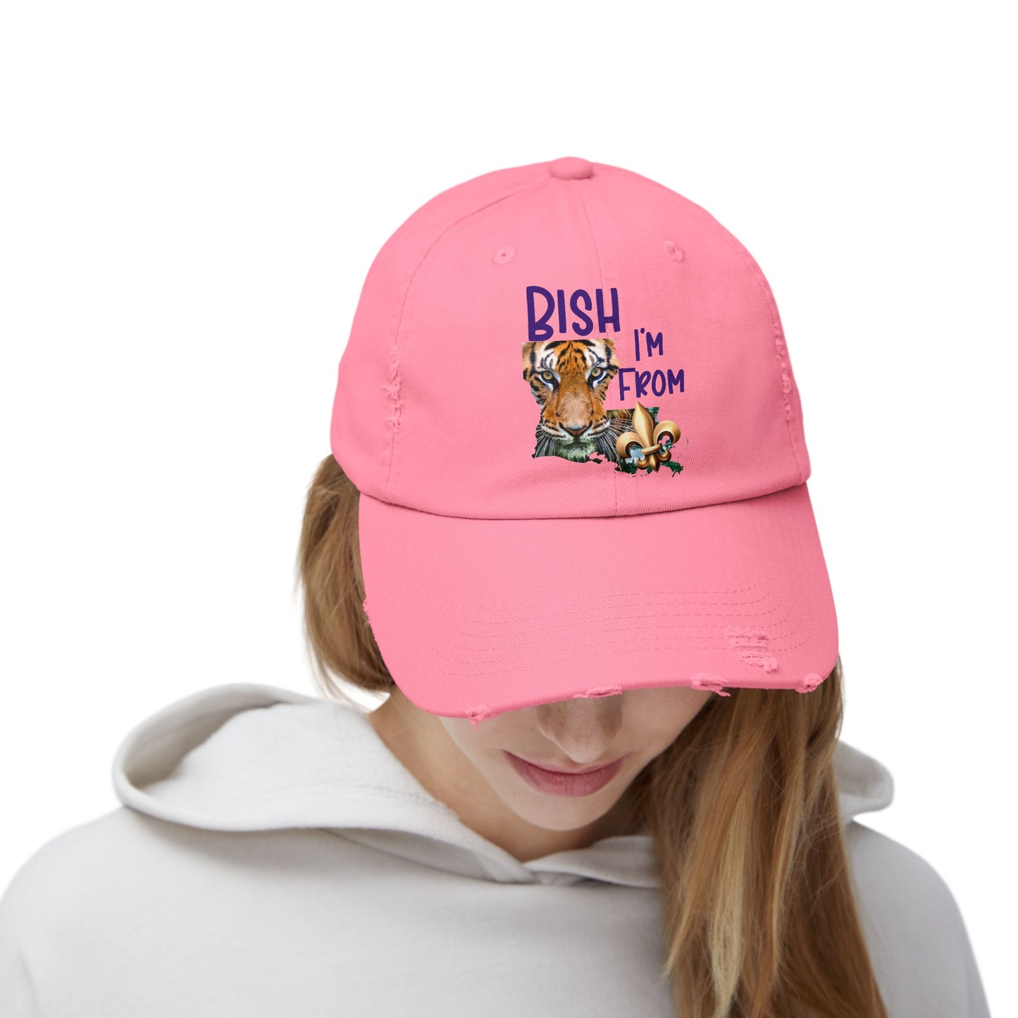 I'm from Louisiana, Unisex Distressed Cap, Baton Rouge, Tigers