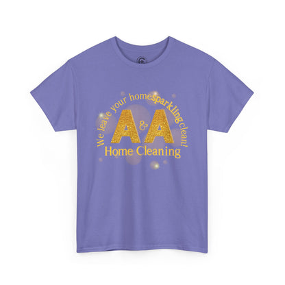 A&A Cleaning Services, Logo, Gold on Purple Crew Neck unisex tshirt, Gildan