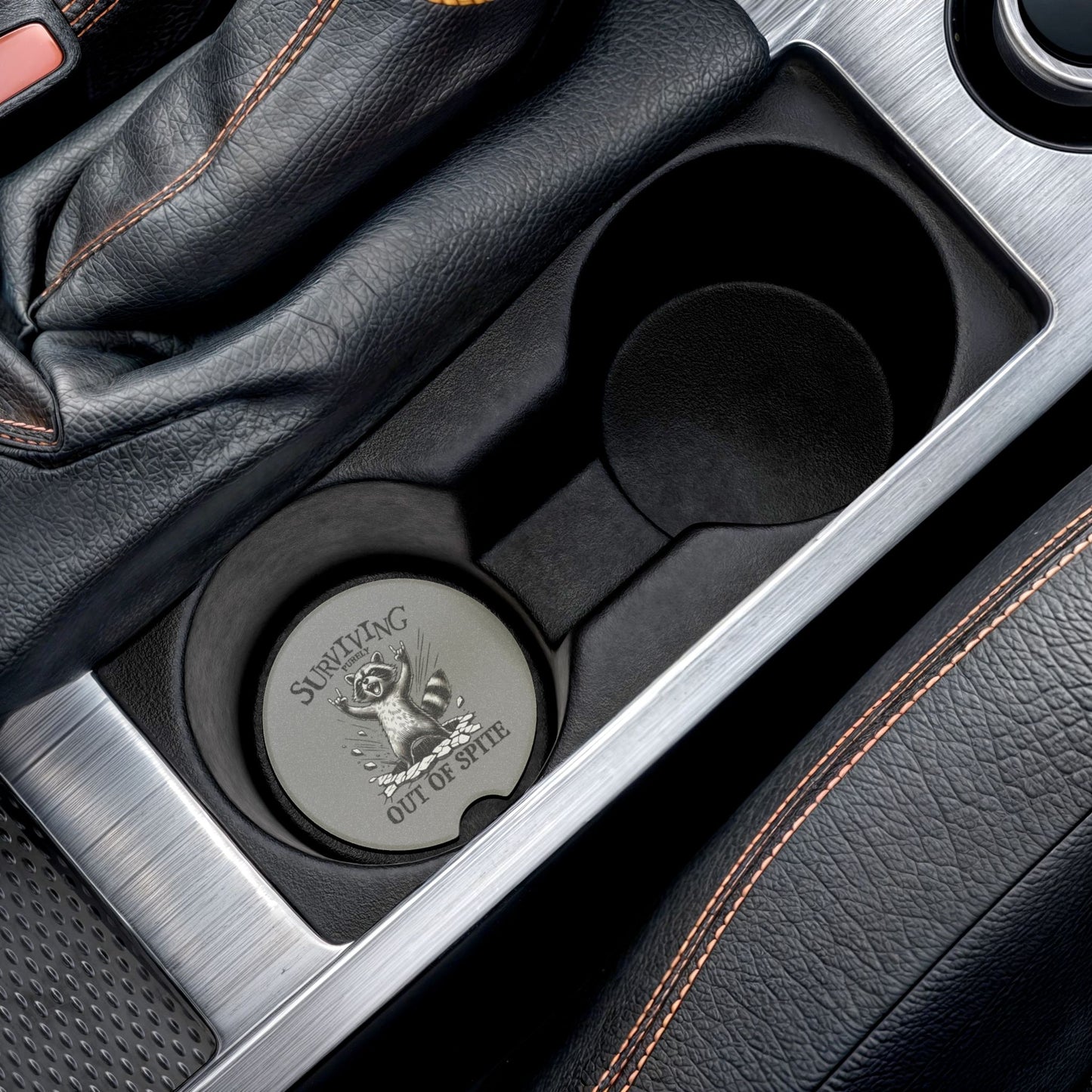 Rockin' Raccoon Soapstone Car Coaster | Surviving Purely Out of Spite