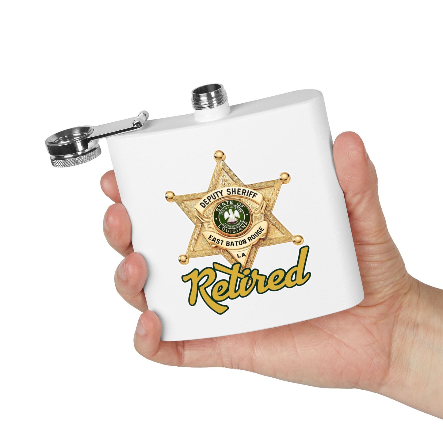 Retired Deputy Sheriff Flask, 6oz | Personalized Gift for Retirees, Law Enforcement, Hikers, Unique Party Favor, Custom Flask, [...]