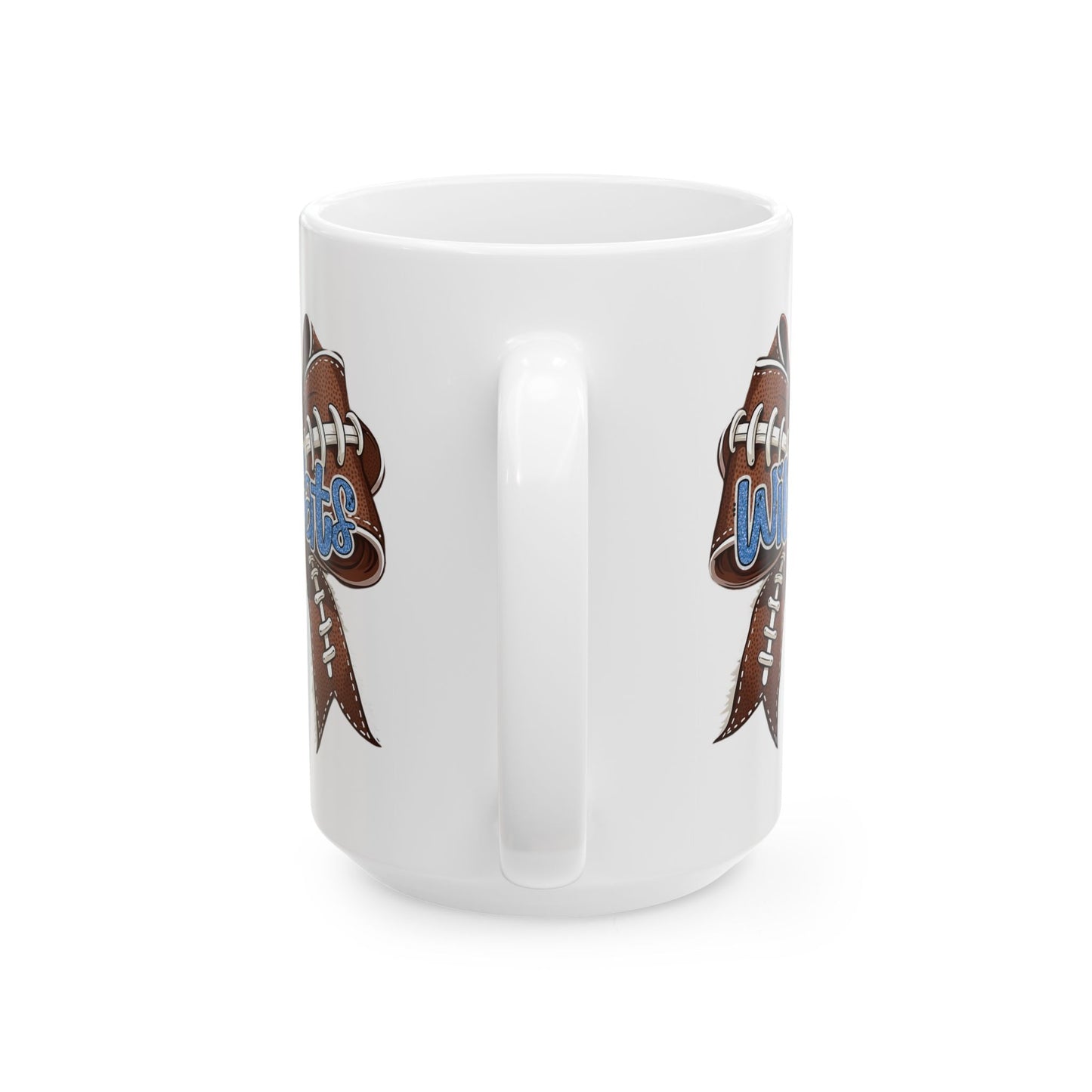 Blue, Glitter, Football, Bow, Wildcats Ceramic Mug - Cute Coffee Cup