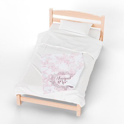 Personalized Velveteen Plush Blanket, Newborn, Baby, Nursery, Infant, Shower Gift, Hospital Blanket, pink floral