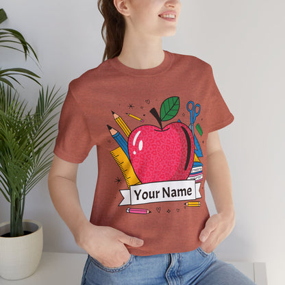 Personalized Teacher T-Shirt, Custom Apple Tee, Back to School Gift,