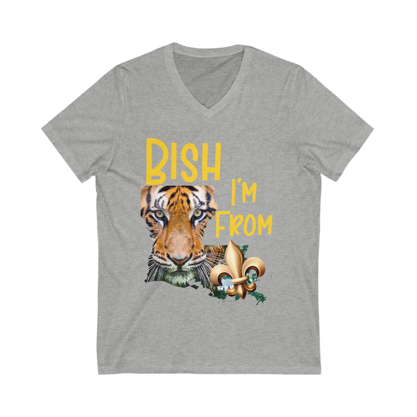 Vibrant Graphic Tee featuring 'BISH I'm FROM' with Tiger & Fleur-de-lis, Casual Wear,