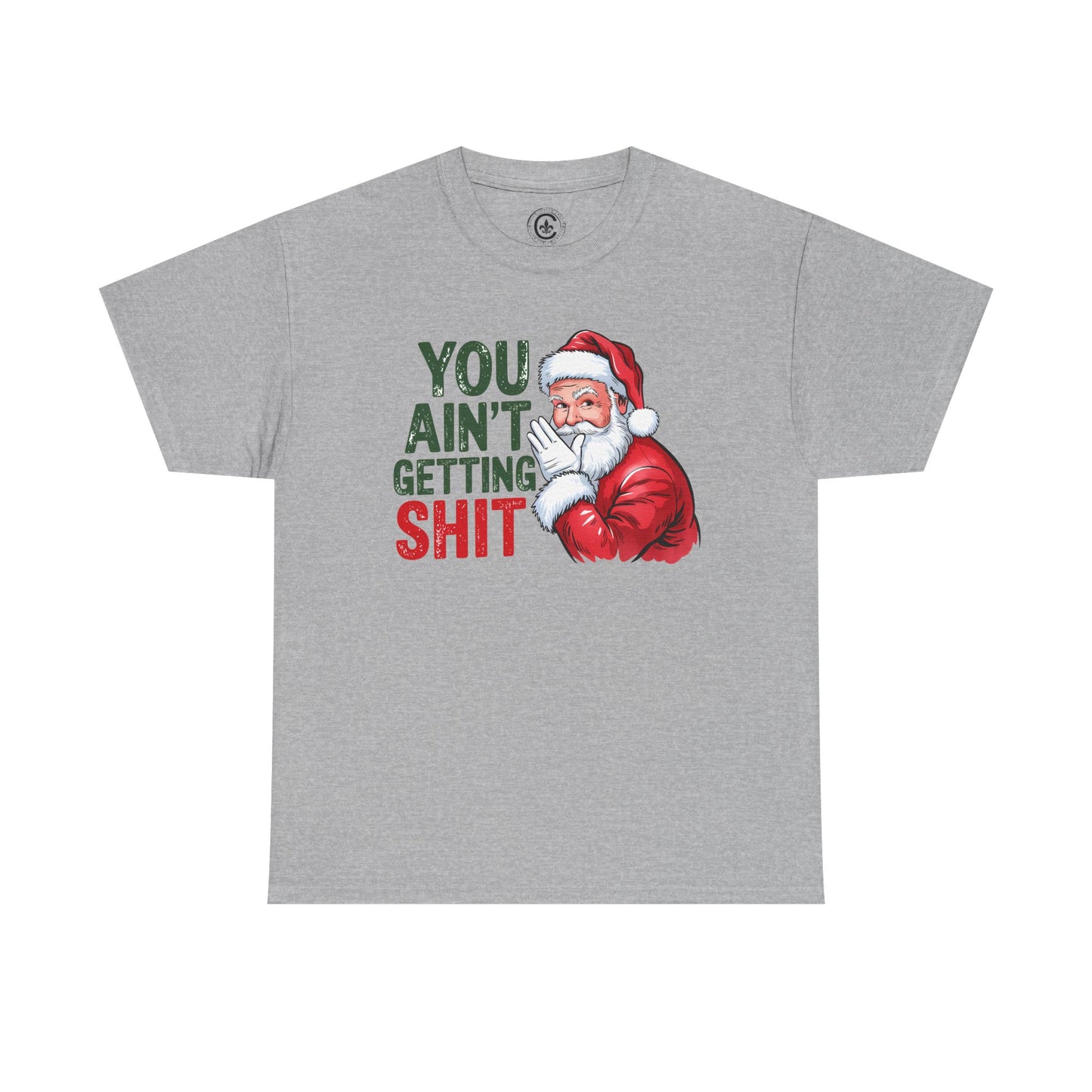 Funny Christmas Tee - Unisex Heavy Cotton Shirt - Holiday Humor, Gift for Grumpy Friends, Santa Design, Casual Wear, Christmas Party