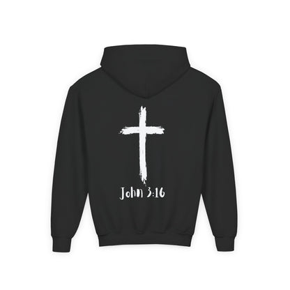Thank you Jesus, John 3:16 Youth Heavy Blend Hooded Sweatshirt, Thank U Jesus Faith Hoodie, Christian Youth Apparel, Religious Gift for Teens, John 3:16 Inspired