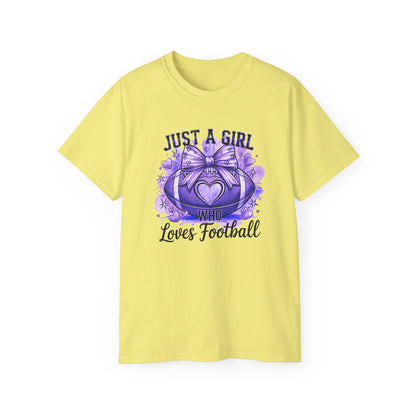 LSU Gold Day, Just a Girl Who Loves Football Tee, Cute Football T-Shirt, Gift for Sports Lovers, Unique Football Apparel, Casual Everyday Wear