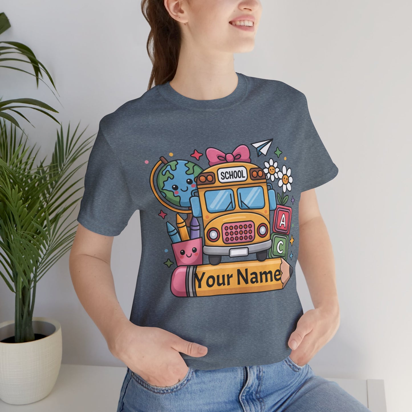 Personalized School Bus T-Shirt for Kids, Fun Graphic Tee, Back to School