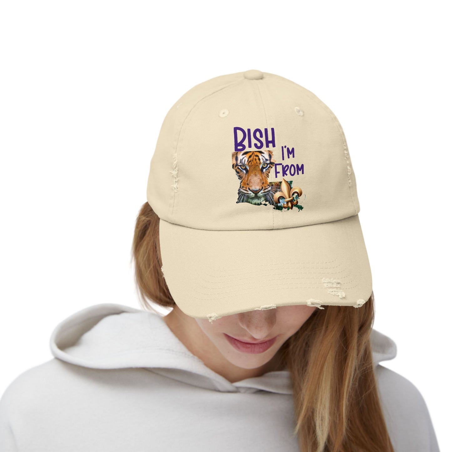 I'm from Louisiana, Unisex Distressed Cap, Baton Rouge, Tigers