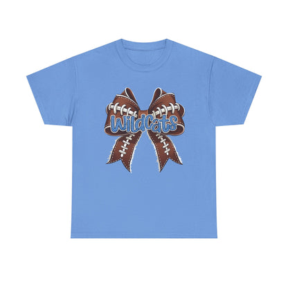 Blue Glitter Wildcats Football Bow, Unisex Tee, Cute Cotton Shirt, School Spirit Apparel,