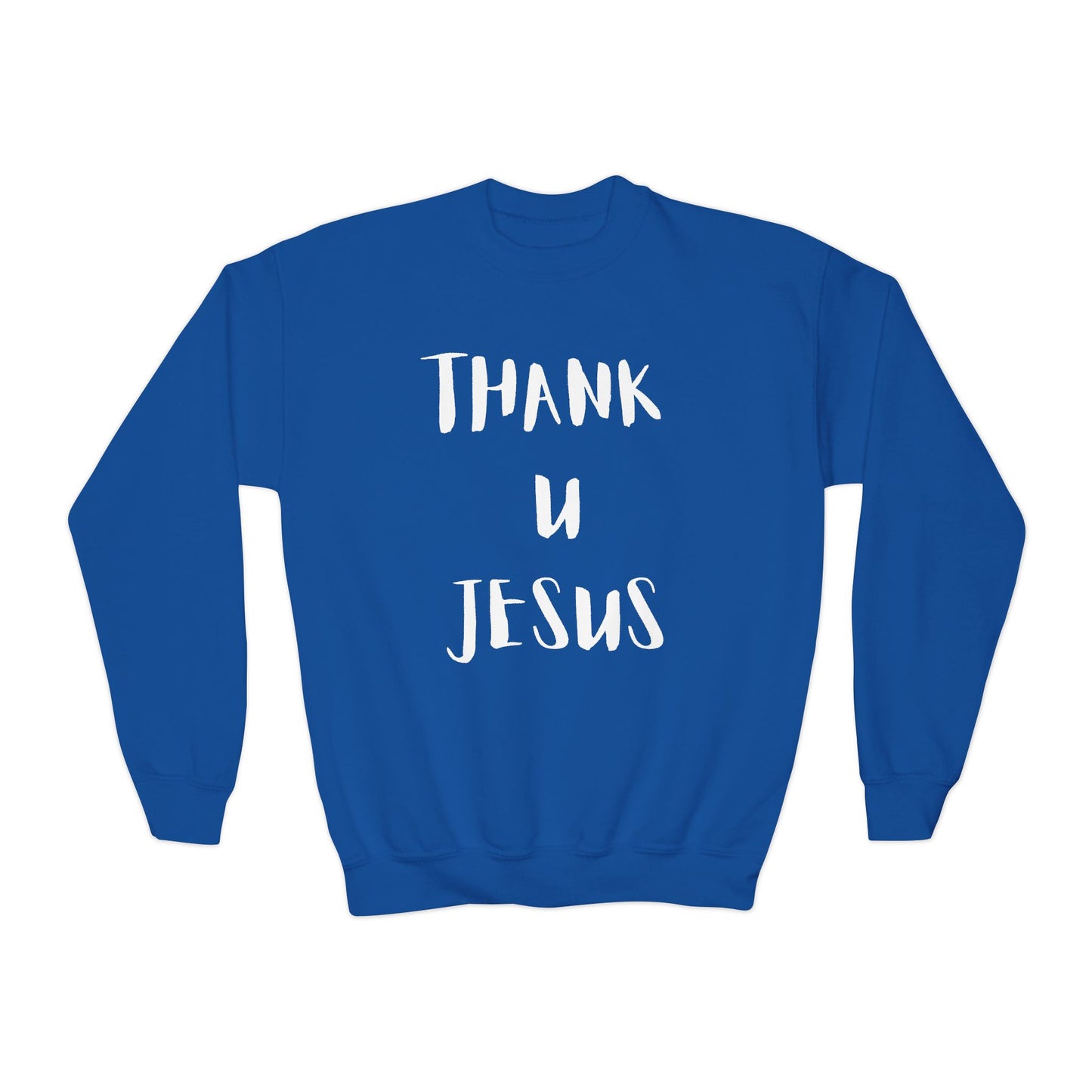 Youth Crewneck Sweatshirt - Thank U Jesus, Faithful Crewneck, Christian Youth Apparel, Inspirational Gift, Bible Verse Sweatshirt