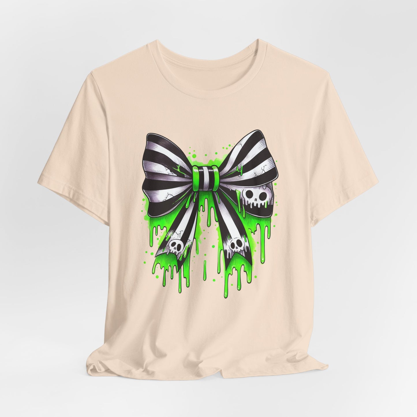 Gothic Bow Graphic Tee, Unisex Casual T-Shirt, Halloween Party Shirt, Alternative Fashion Top, Edgy Streetwear Style